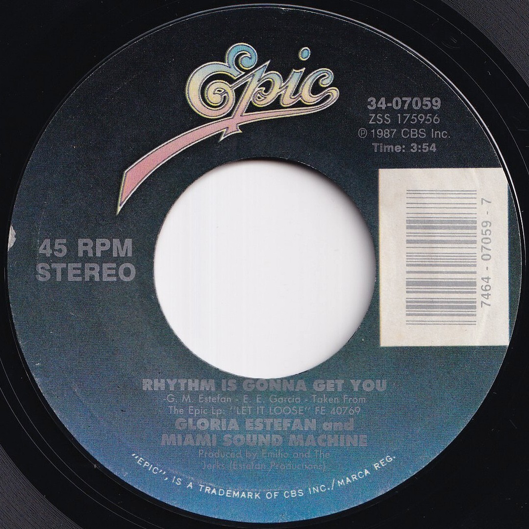 Gloria Estefan Rhythm Is Gonna Get You / Give It Up Epic US 34-07059 210966 ROCK POP ロック ポップ レコード 7インチ 45拍卖