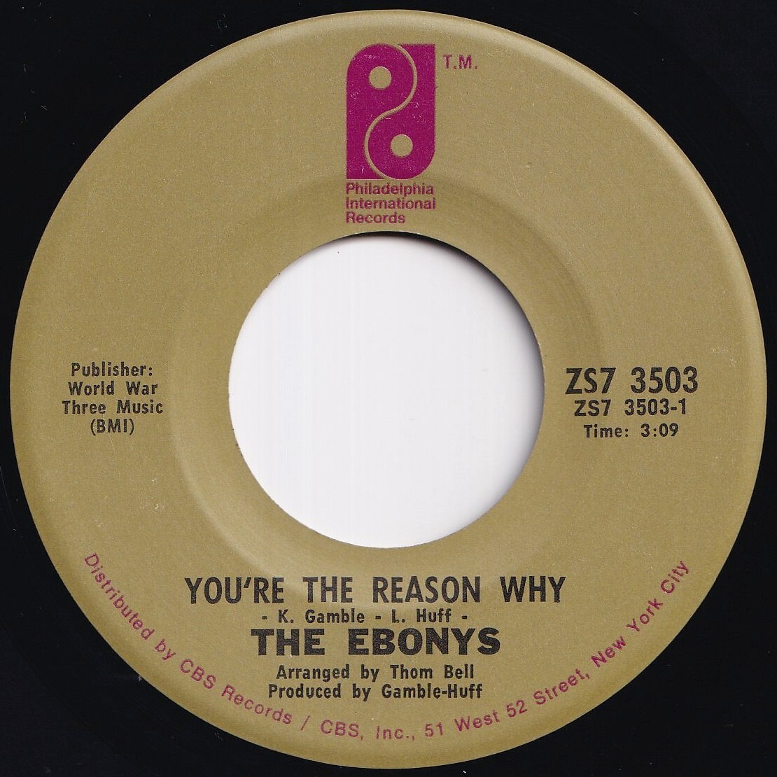 Ebonys You're The Reason Why / Sexy Ways Philadelphia International US ZS7 3503 210949 SOUL ソウル レコード 7インチ 45拍卖