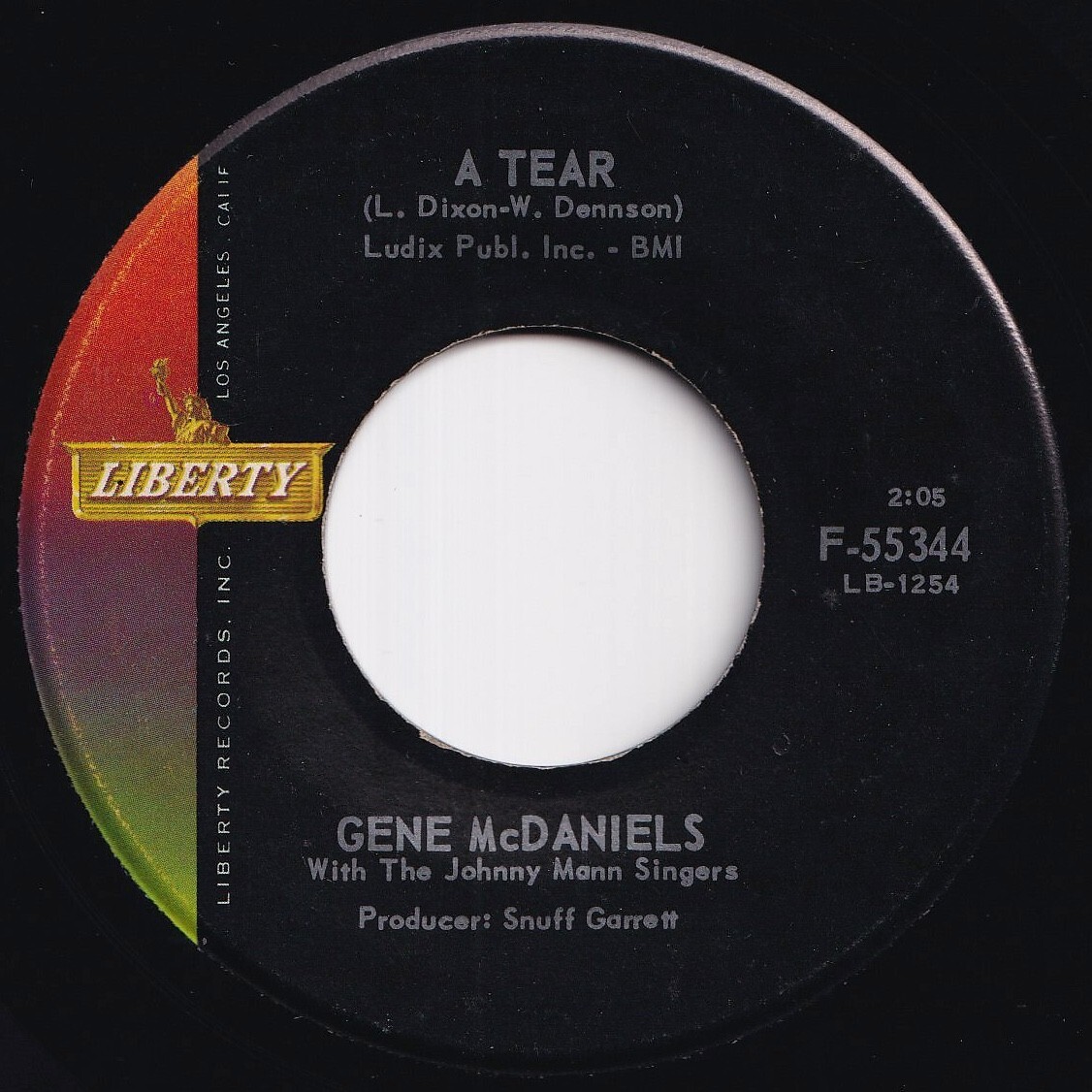 Gene McDaniels A Tear / She's Come Back Liberty US F-55344 211161 R&B R&R レコード 7インチ 45拍卖