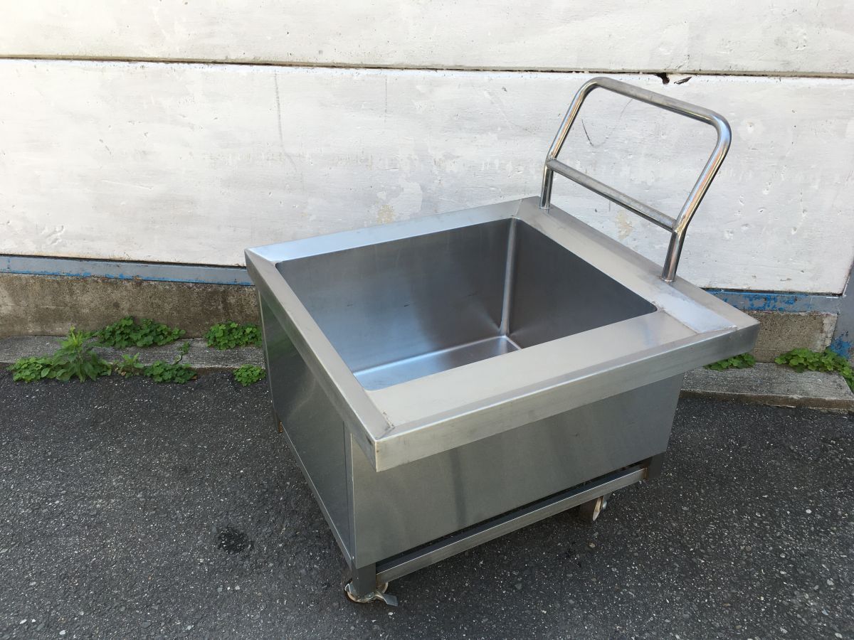 EE169 キャスター付 1層シンク、持手付(70X75X60) ステンレス 水切り台 流し台 業務用 厨房機器 飲食店 店舗用品/大阪引取歓迎拍卖
