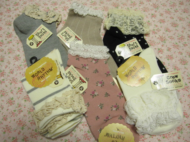 *送料無料*新品*レース付ソックス6足④*23~25㎝*1足汚れ有*拍卖