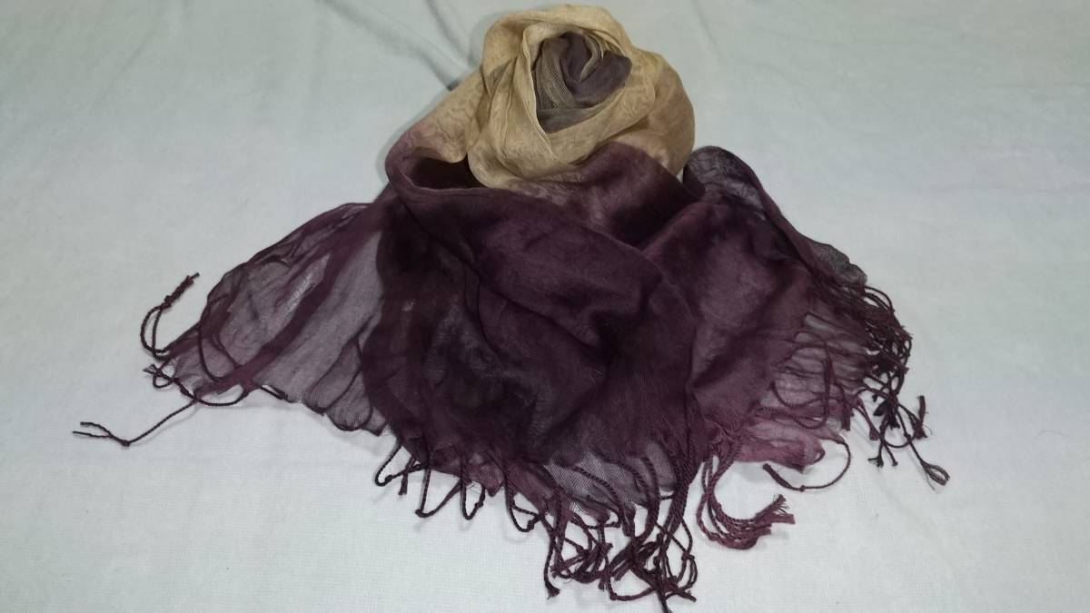 37【中古訳有激安】*Bibbidi Bobbidi Boo ビビディバビディブ 縦長スカーフ パープルXベージュ系 送料無料拍卖