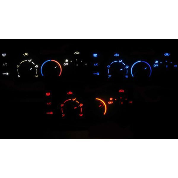 ライトエースノア SR40G/SR50G/CR40G/CR50G LEDエアコン照明セット! レッド マニュアル3連ダイヤル左部ボタン付き用拍卖