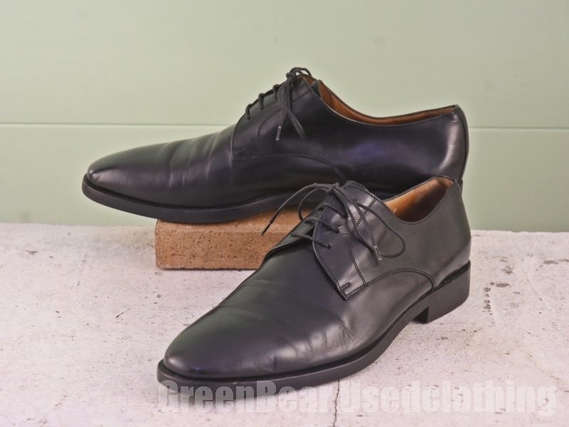 B350 イタリア製 CORNELIANI ビジネスシューズ プレーントゥ 黒 ブラック メンズ 47 28.5cm拍卖