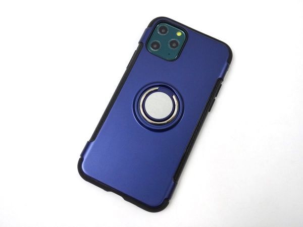 iPhone 11 Pro用ケース 落下防止リング付き スタンド ソフトカバー ストラップ対応 ブルー拍卖
