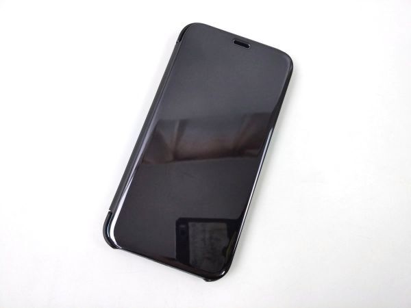 iPhone 11 Pro用 鏡面 手帳型ミラーフリップケース カバー 半透明 ブラック拍卖