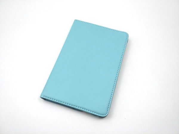 iPad mini 1/2/3用 カバー PUレザー+ハードケース ゴム 回転タイプ パステルブルー拍卖