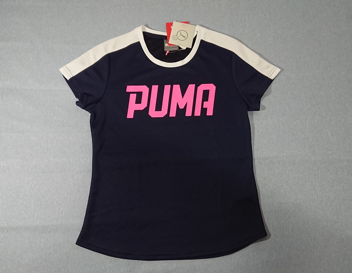 PUMA(プーマ) 半袖シャツ PUMAロゴ ネイビー Sサイズ拍卖