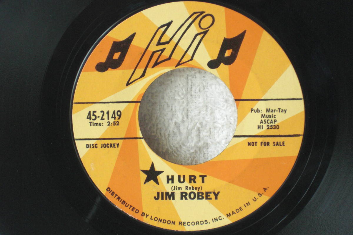 USシングル盤45’ Jim Robey : Hurt / I Can Feel Every Step That You Take (Hi Records 45-2149) E拍卖