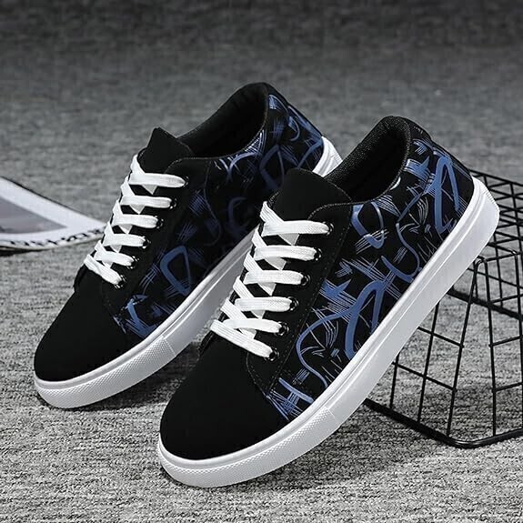 靴 【27cm】【 s85 青 】メンズ デザイン ローカット スニーカー おしゃれ プリント カジュアル シューズ 通学 韓流 トレンド拍卖