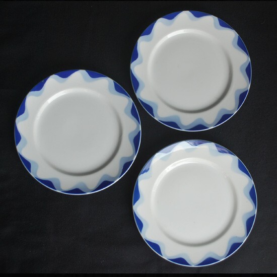 ●2457●昭和レトロ食器 ◆「 YAMAKI CHINA REG ディナープレート 3 枚 」◆ レトロモダンな趣き!拍卖
