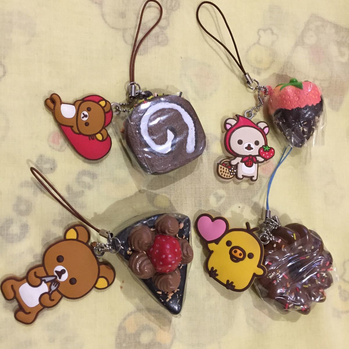 リラックマ スクイーズ 4点セット ロールケーキなど ラバーストラップ拍卖