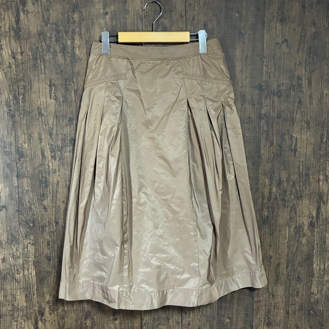 A432◇HIROKO KOSHINO | ヒロココシノ タックフレアスカート モカブラウン レディース 40サイズ 中古品拍卖