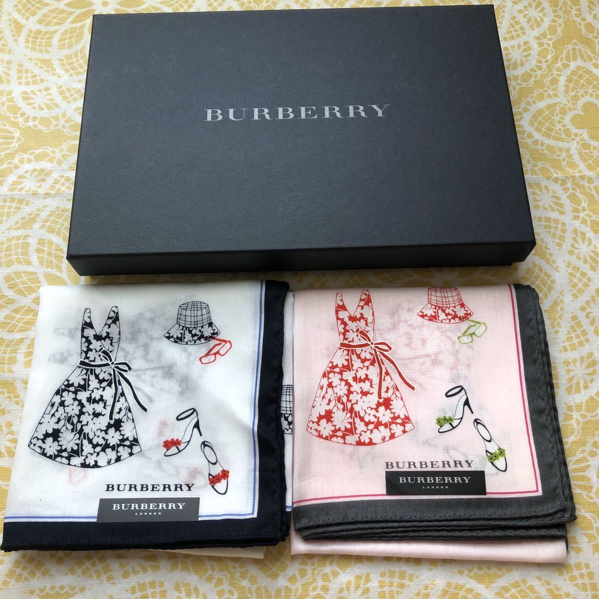 新品/BURBERRY/2枚セット/ハンカチ/正規品/バーバリー/綿100%/未使用/即決あり/ハンカチ//匿名発送/箱無し/帽子 眼鏡ワンピース靴 柄 y拍卖