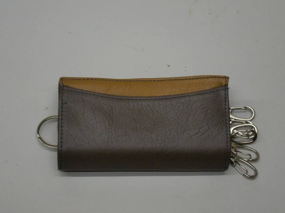一点品 送料無料 297-5牛革の三つ折6連キーケース拍卖