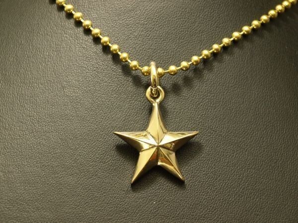 真鍮製★スター・ペンダント・真鍮ボールチェーン付き★STAR★星★大サイズ★拍卖
