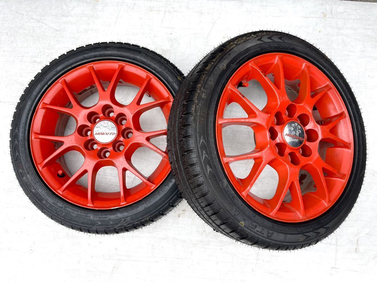 ★☆車/カー用品 HOKUTO RACING タイヤ/ホイール2本セット 8穴 155/55R14 75H XL 14×5J 35 タイヤ新品拍卖