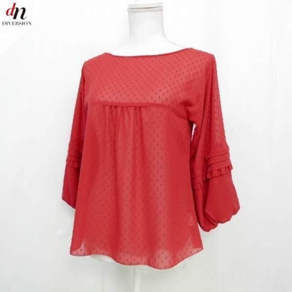 GREED グリード 袖ギャザー プルオーバー ブラウス RED S拍卖