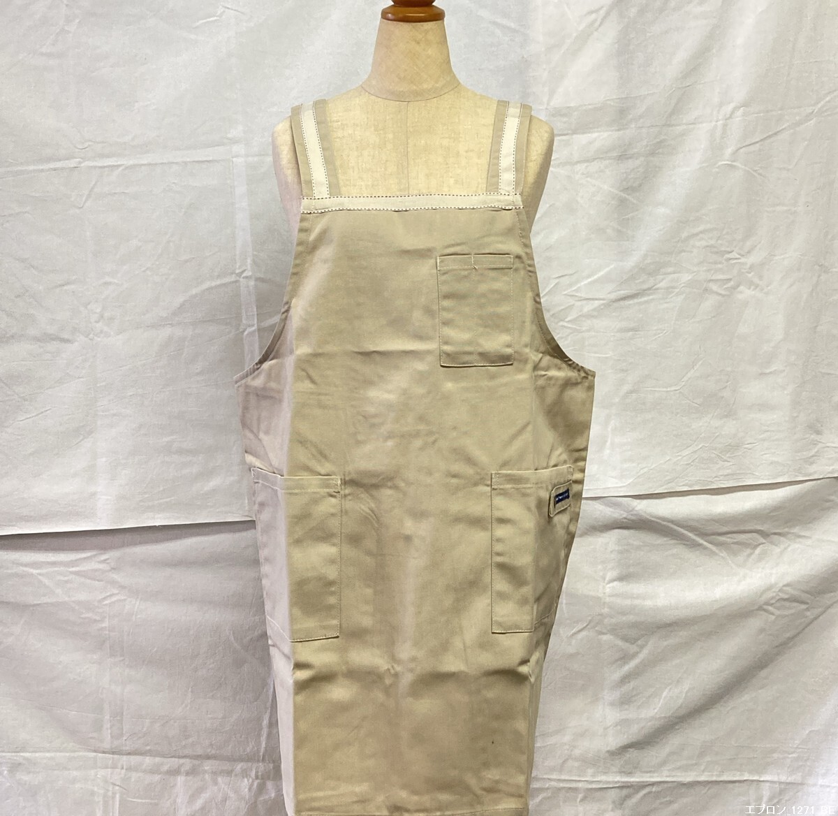 【新品/送料230円/即決】 エプロン レディース H型 ゆったりサイズ ポケット多数 ワークエプロン 無地 ベージュ 1271BE R!拍卖