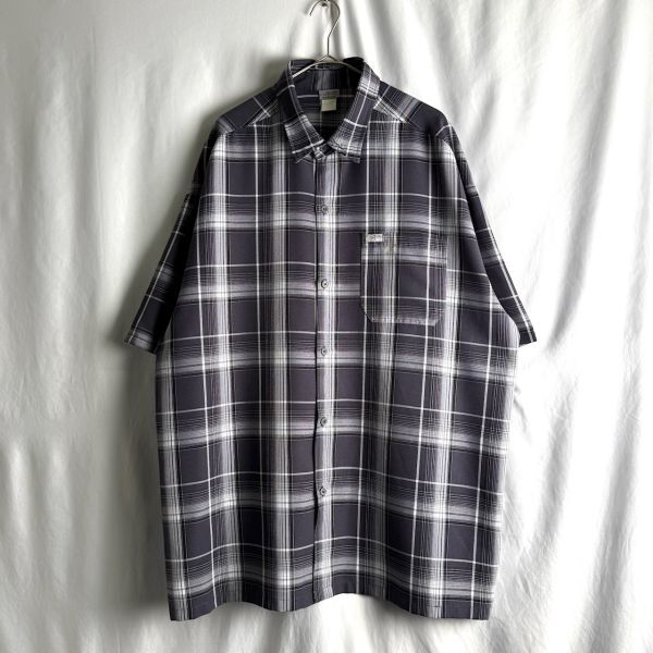 USA製 90s Caltop オンブレ チェック シャツ 4XL ビッグサイズ パープル シャドー ボックスシルエット キャルトップ XXXXL 00s拍卖