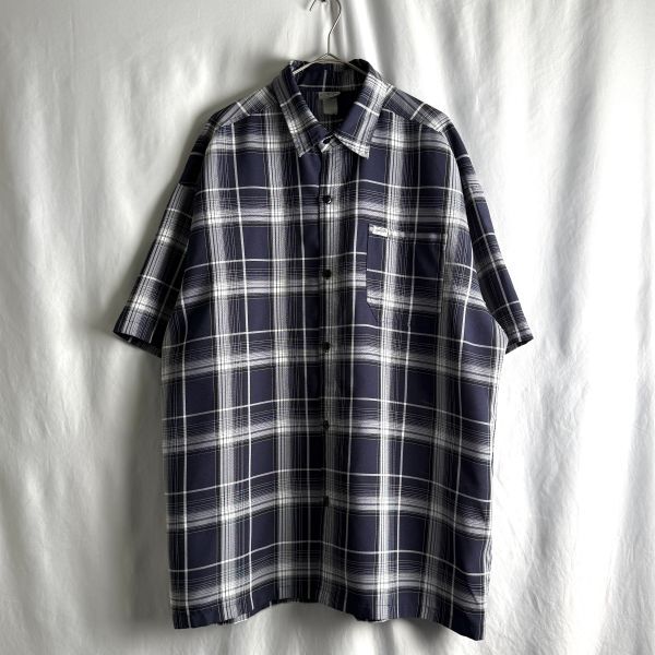 USA製 90s Caltop オンブレ チェック シャツ XL-XXL ビッグサイズ ネイビー シャドー ボックスシルエット カルトップ 00s拍卖