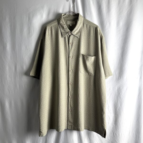 90s PRONTO UOMO ジオメトリック パターン シルク シャツ XXL ビッグサイズ 総柄 ボックス プロントウオモ 2XL 半袖 80s 00s拍卖