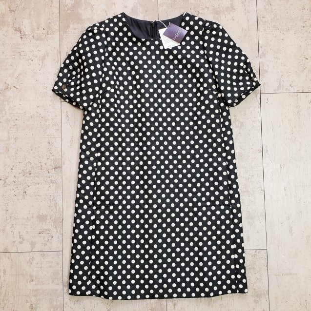 未使用 ロイスクレヨン ドット柄 半袖 ワンピース M 日本製 水玉 モノトーン Lois CRAYON拍卖