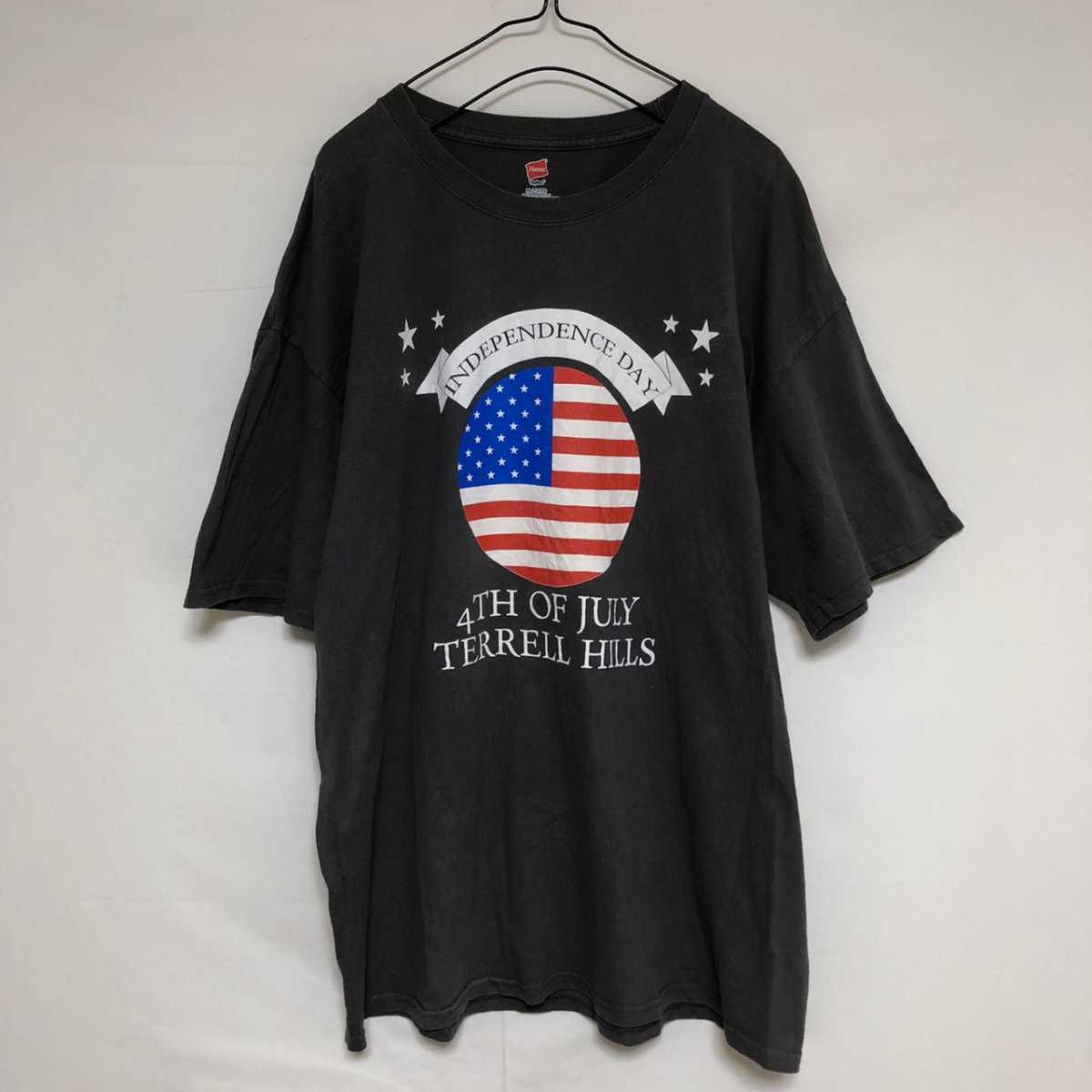 Hanes Tシャツ アメリカ USA Independence Day テレルヒルズ 記念 ダークグレー 4TH OF JULY TERRELL HIlLS 拍卖