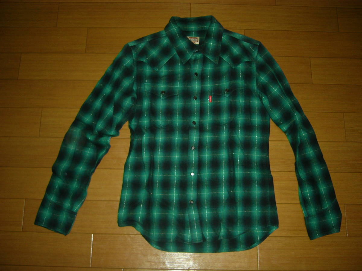 マーブルズ MARBLES ウエスタン チェックシャツ S 緑系 長袖/拍卖