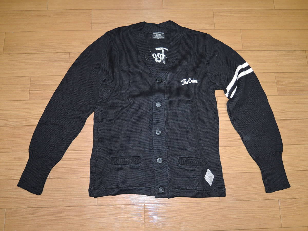 新品 CRIMIE クライミー ニット カーディガン S 黒 ステッチ 刺繍 ロゴ 定価28000円拍卖