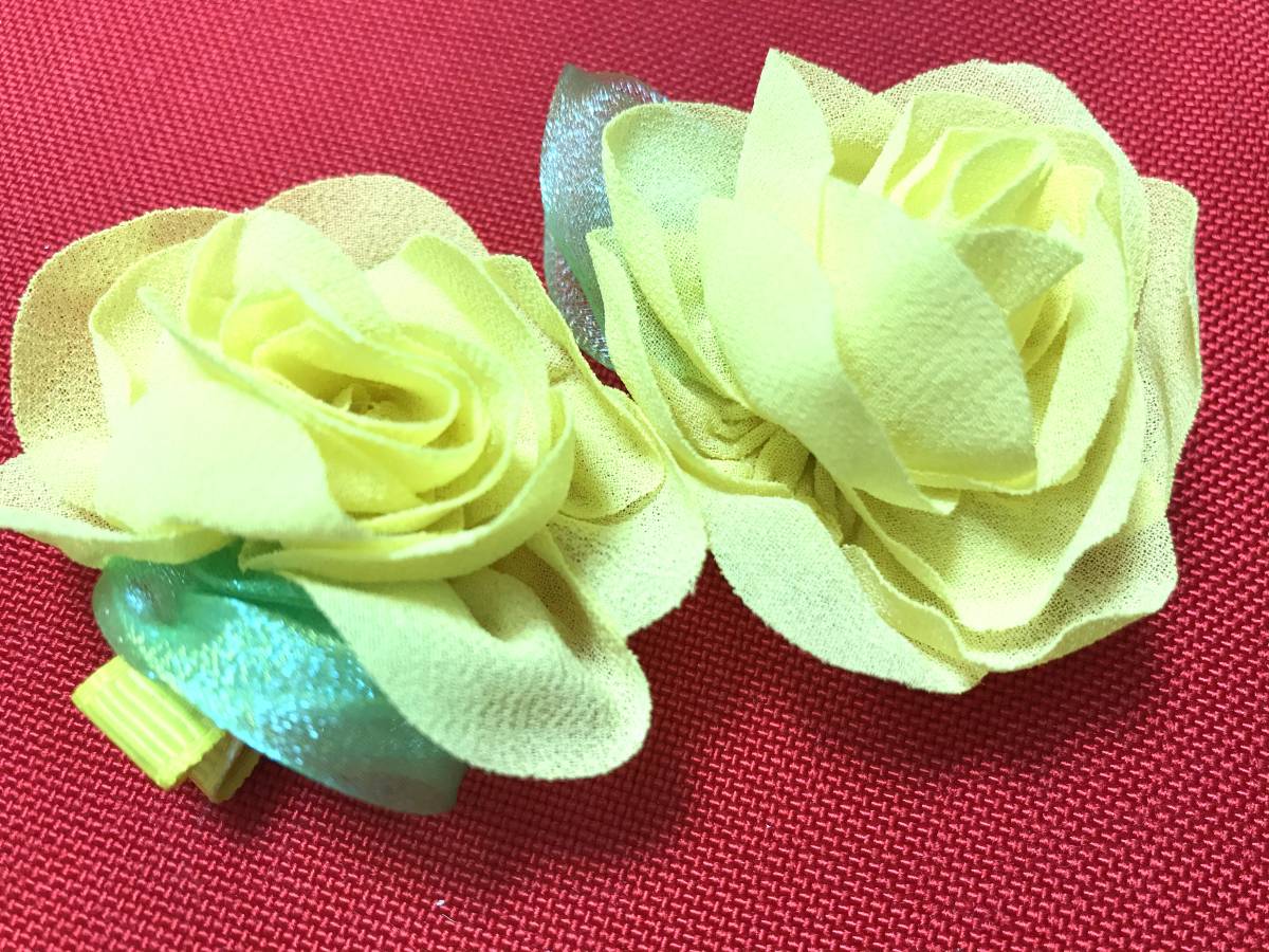 ★黄色バラ アクセ ヘアピン 2個1set バレッタ 薔薇 Rose拍卖