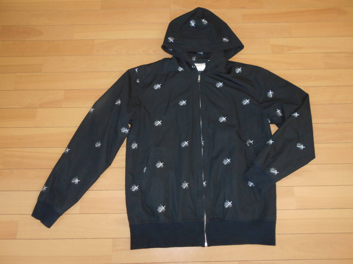 ★SUSPEREAL byオフィスノーマン 「十字架」全面白銀刺繍フーデッドジャケット 日本製★黒sizeL★拍卖