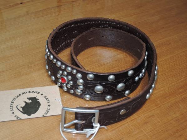 新品 RATS ラッツ EAGLE STUDS BELT スタッズ ベルト S茶 定価43800円拍卖