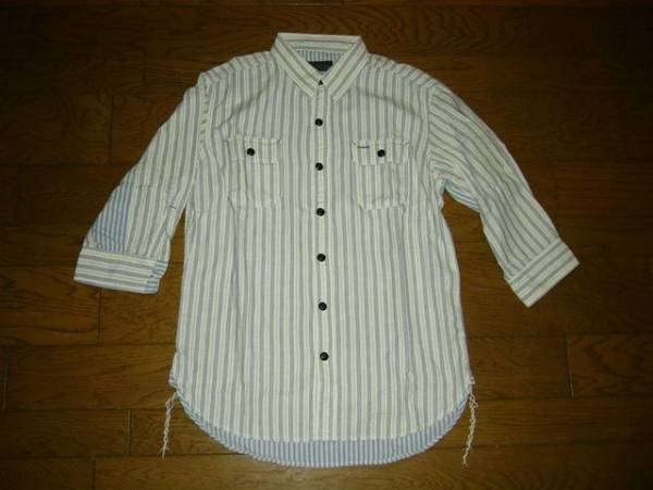 新品 COAL BLACK コールブラック 7分丈 シャツ S ストライプ拍卖