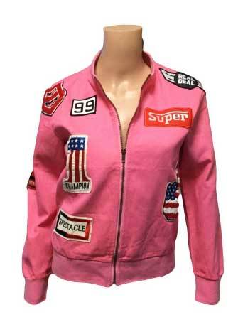 【 ジャマイカ直輸入 】【 ボンバージャケット 】 ジャケット ピンク ワッペン インポートファッション ジャマイカ雑貨 レゲエ雑貨拍卖
