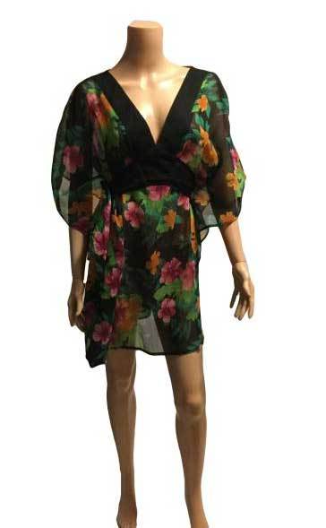 【 ジャマイカ直輸入 】 【 シフォントップス 】 チュニック シフォン フラワー 花柄 フリーサイズ ジャマイカ雑貨拍卖