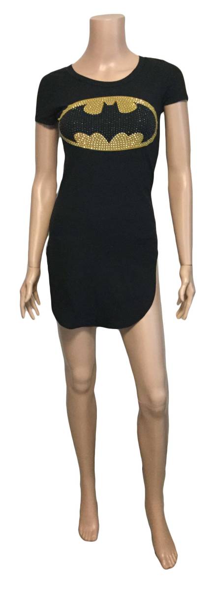 【 ジャマイカ直輸入 】 【 インポートワンピース 】 トップス スリット入りスカート ビジュー バットマン アメコミ レゲエ雑貨 拍卖