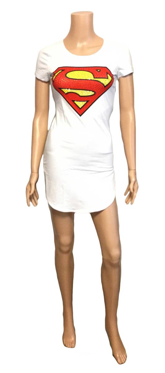 【 ジャマイカ直輸入 】 【 インポートワンピース 】 トップス スリット入りスカート ビジュー スーパーマン アメコミ レゲエ雑貨 拍卖