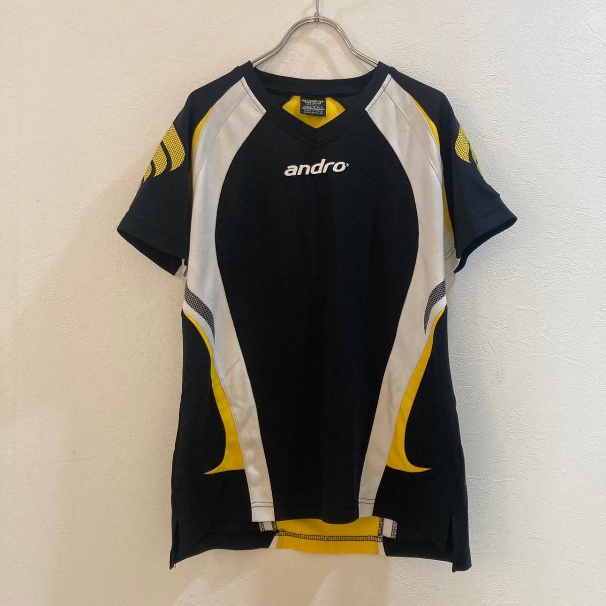 andro/ アンドロ半袖VネックTシャツ ブラック 黒 メンズ M スポーツ拍卖