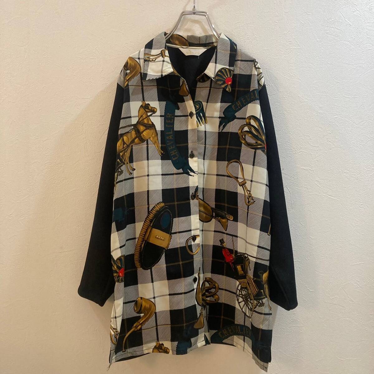 デザインシャツ★SCENARIO/ 長袖チェック柄ポリシャツ ブラック 黒 レディース M拍卖