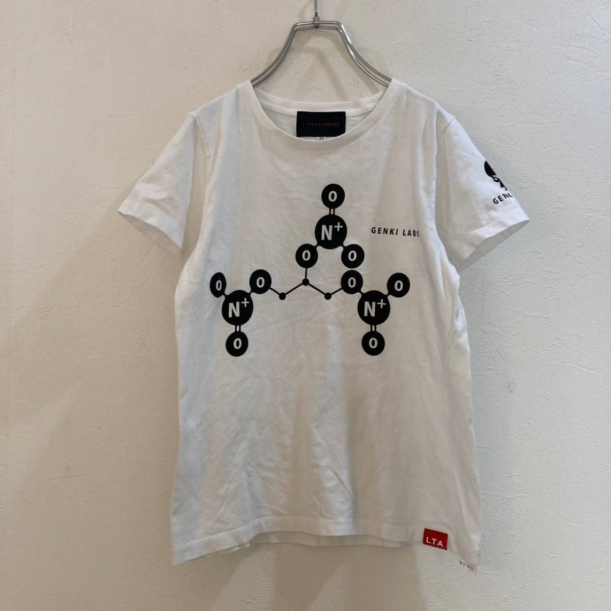 ゲンキラボLIVERTINEAGE/ 半袖Tシャツ GENKI LABO ホワイト 白 レディース M 市川元気拍卖