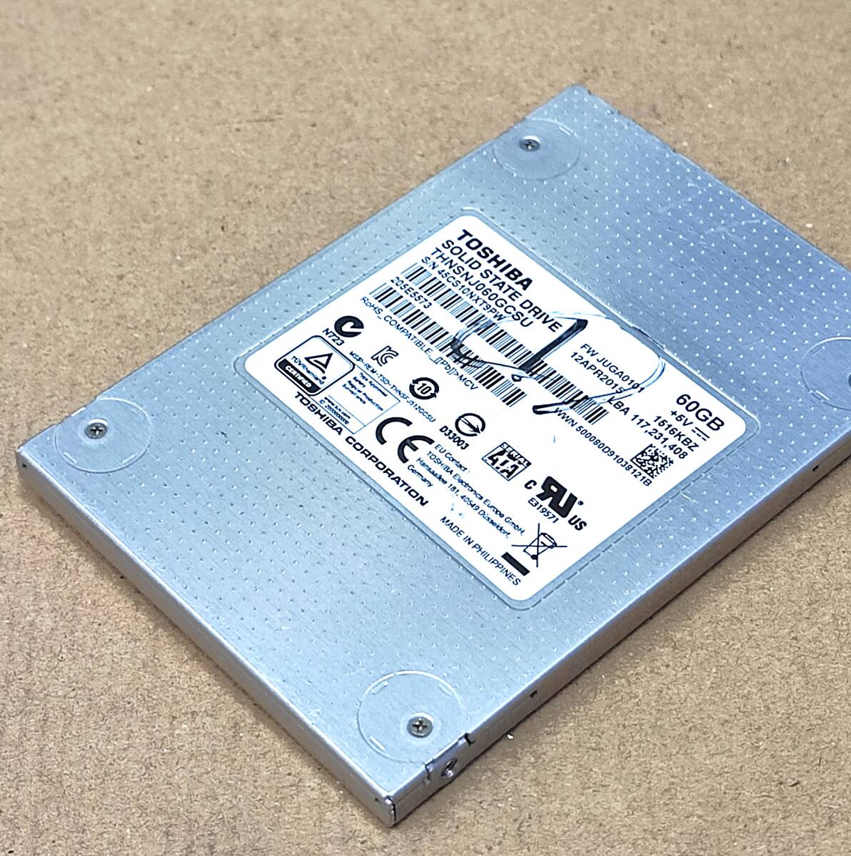 【中古パーツ】2.5インチ SATA SSD 60GB 1台 正常 TOSHIBA THNSNJ060GCSU 使用時間33417H ■SSD7539拍卖