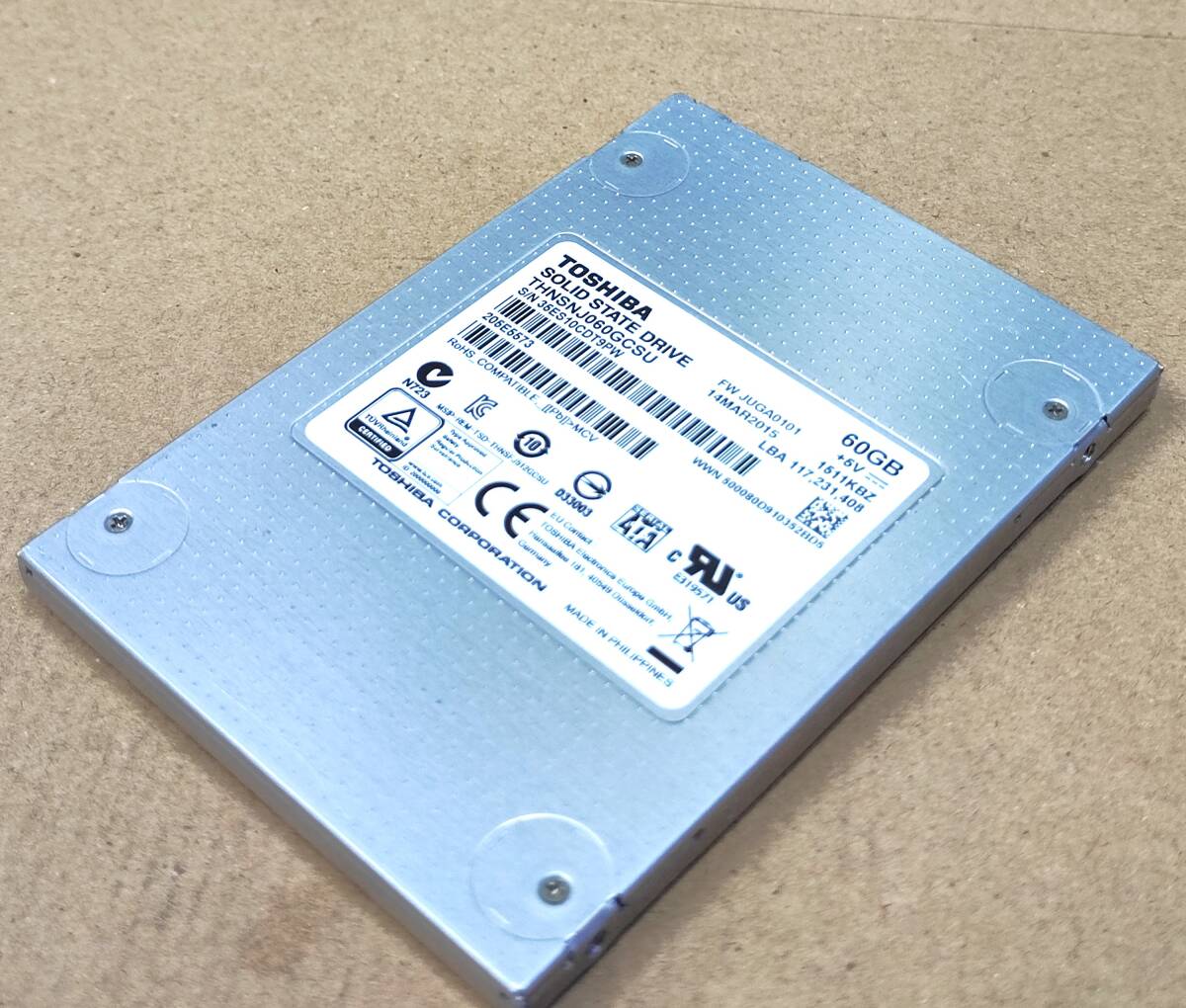 【中古パーツ】2.5インチ SATA SSD 60GB 1台 正常 TOSHIBA THNSNJ060GCSU 使用時間37402H ■SSD7502拍卖