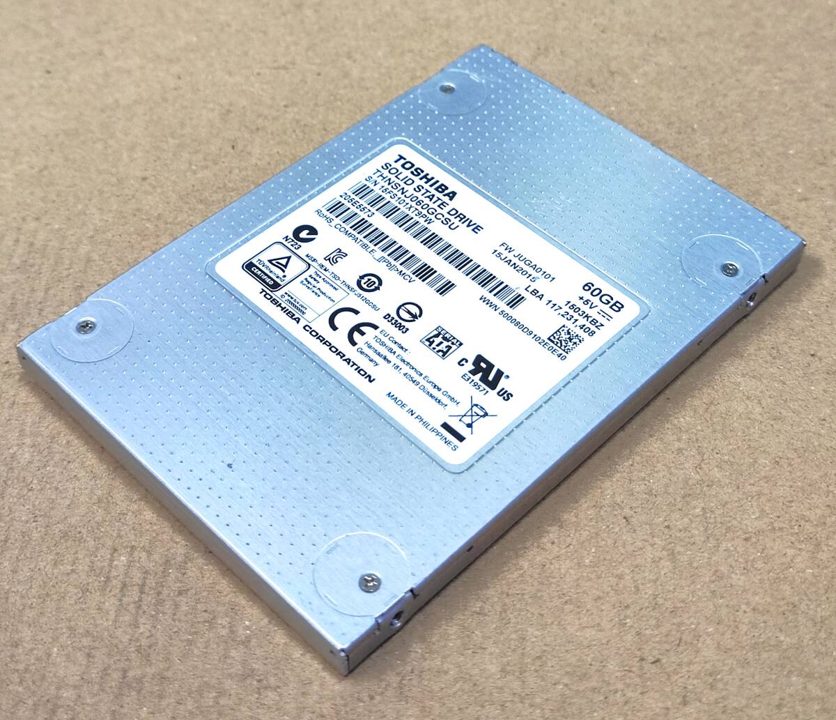 【中古パーツ】2.5インチ SATA SSD 60GB 1台 正常 TOSHIBA THNSNJ060GCSU 使用時間27809H ■SSD7516拍卖
