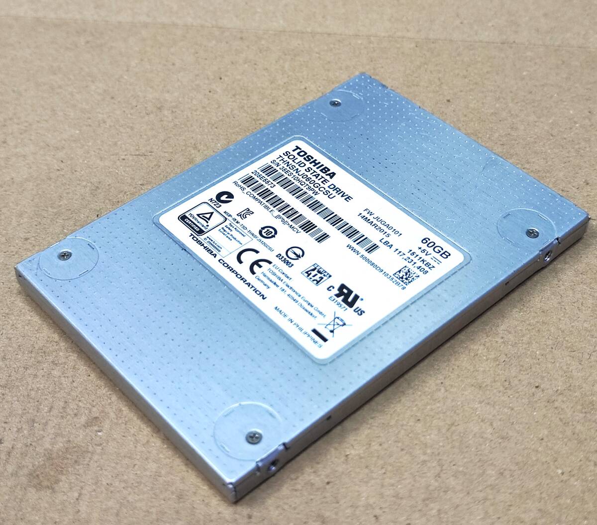 【中古パーツ】2.5インチ SATA SSD 60GB 1台 正常 TOSHIBA THNSNJ060GCSU 使用時間45553H ■SSD7506拍卖