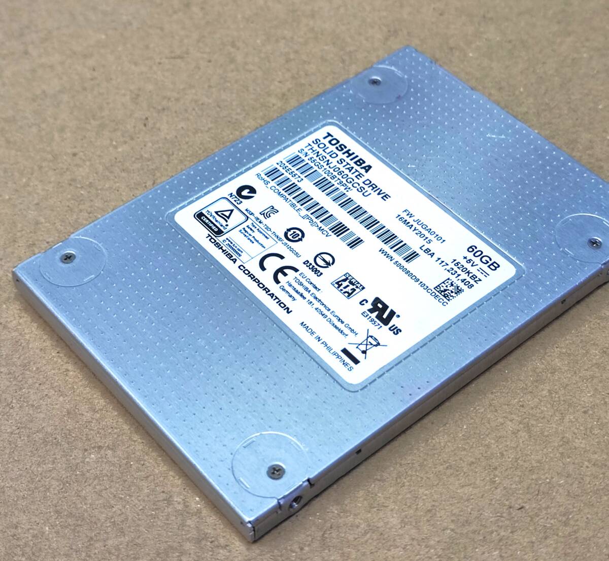 【中古パーツ】2.5インチ SATA SSD 60GB 1台 正常 TOSHIBA THNSNJ060GCSU 使用時間44939H ■SSD7528拍卖