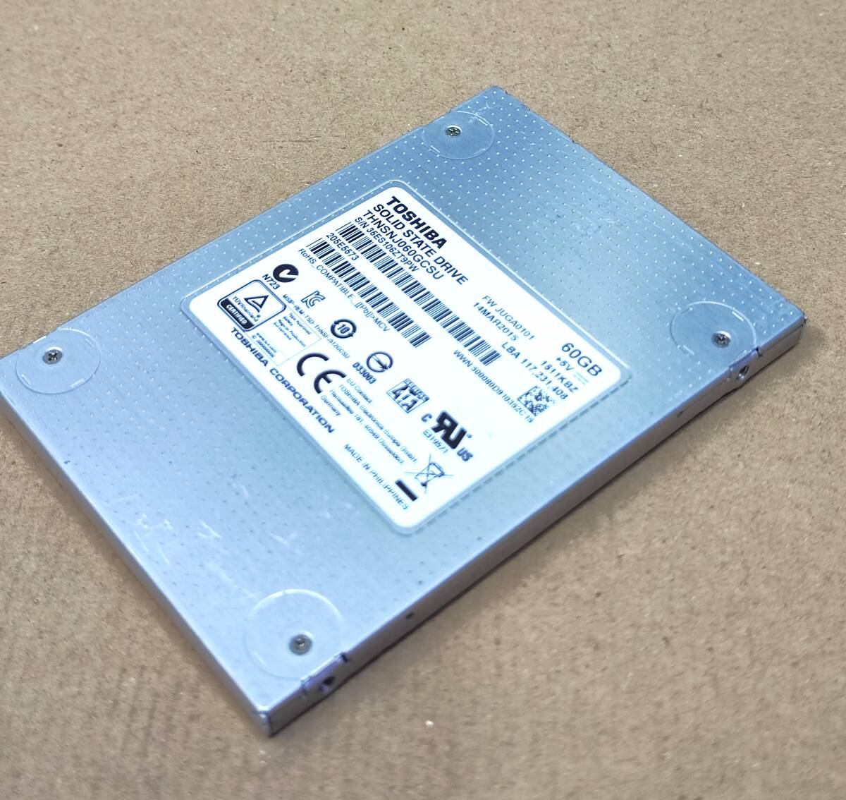 【中古パーツ】2.5インチ SATA SSD 60GB 1台 正常 TOSHIBA THNSNJ060GCSU 使用時間38687H ■SSD7515拍卖