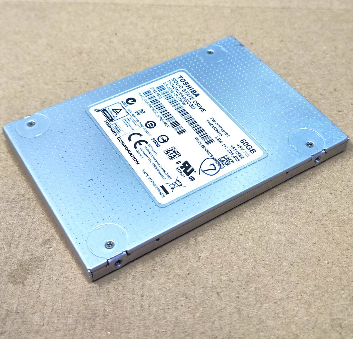 【中古パーツ】2.5インチ SATA SSD 60GB 1台 正常 TOSHIBA THNSNJ060GCSU 使用時間30127H ■SSD7587拍卖