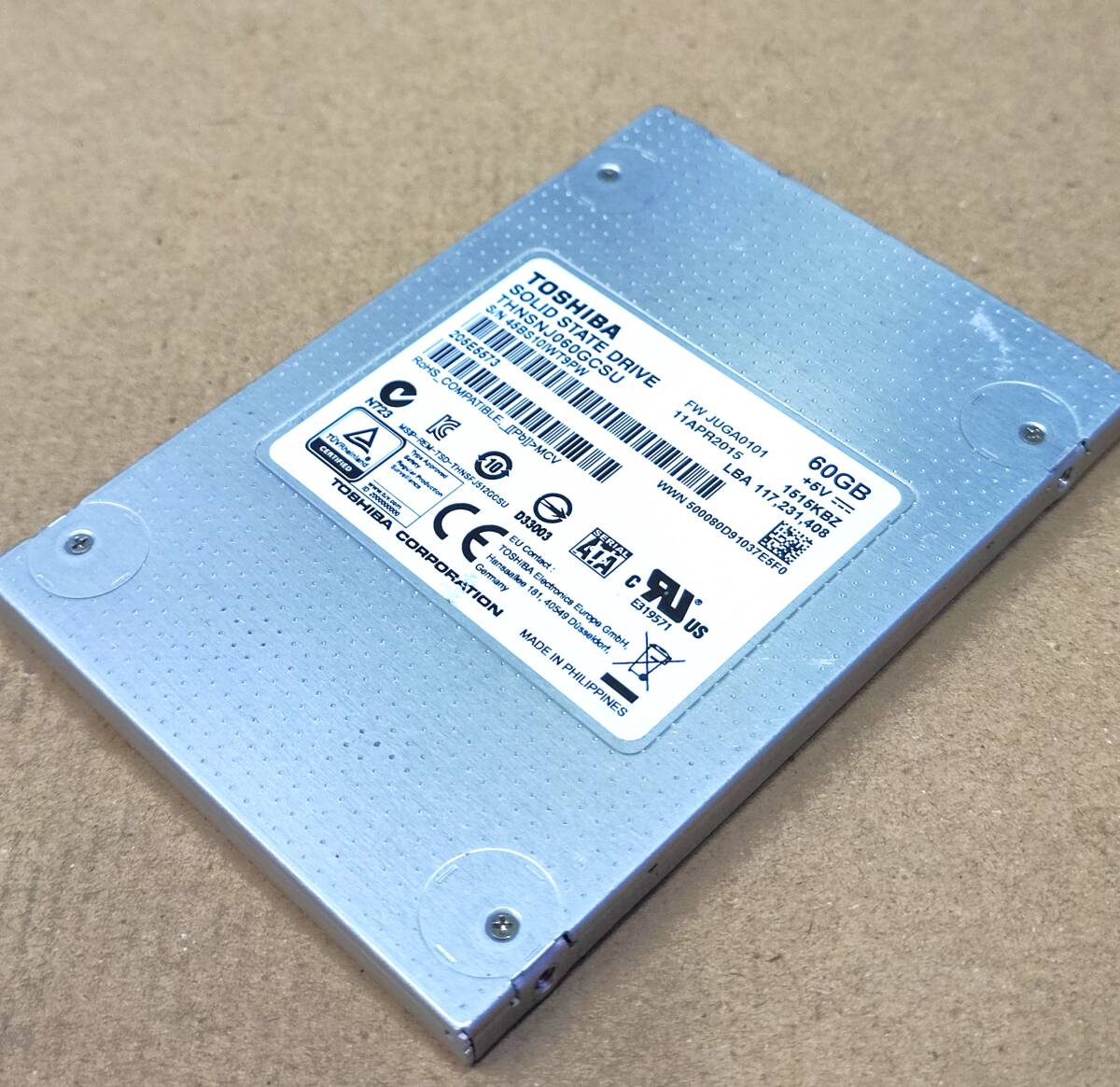 【中古パーツ】2.5インチ SATA SSD 60GB 1台 正常 TOSHIBA THNSNJ060GCSU 使用時間26743H ■SSD7509拍卖