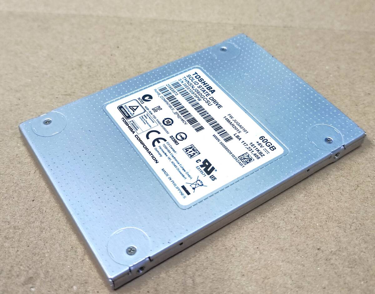 【中古パーツ】2.5インチ SATA SSD 60GB 1台 正常 TOSHIBA THNSNJ060GCSU 使用時間46498H ■SSD7546拍卖